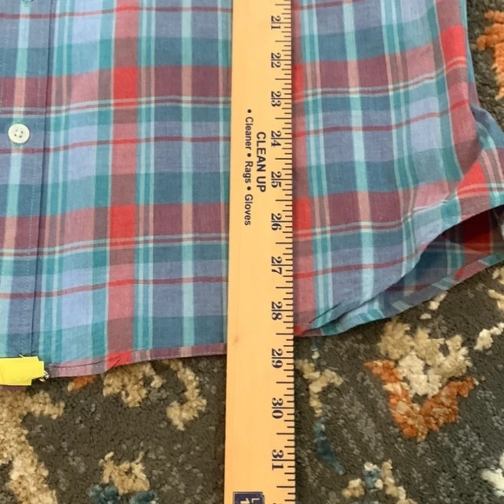 J Crew Mens Blue Red Plaid Long Sleeve Button Up Size XL EUC‎